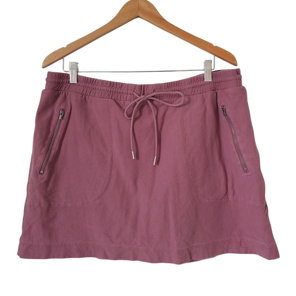 C&C California Womens XL Skort Pink Drawstring Zip Pocket Cotton Stretch Travel